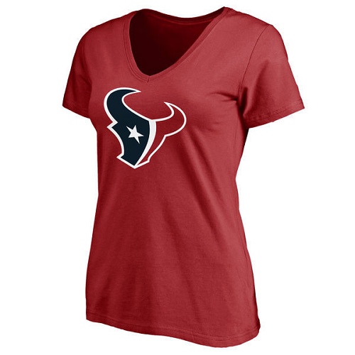 NFL Women's Houston Texans Red Primary Team Logo Slim Fit T-Shirt